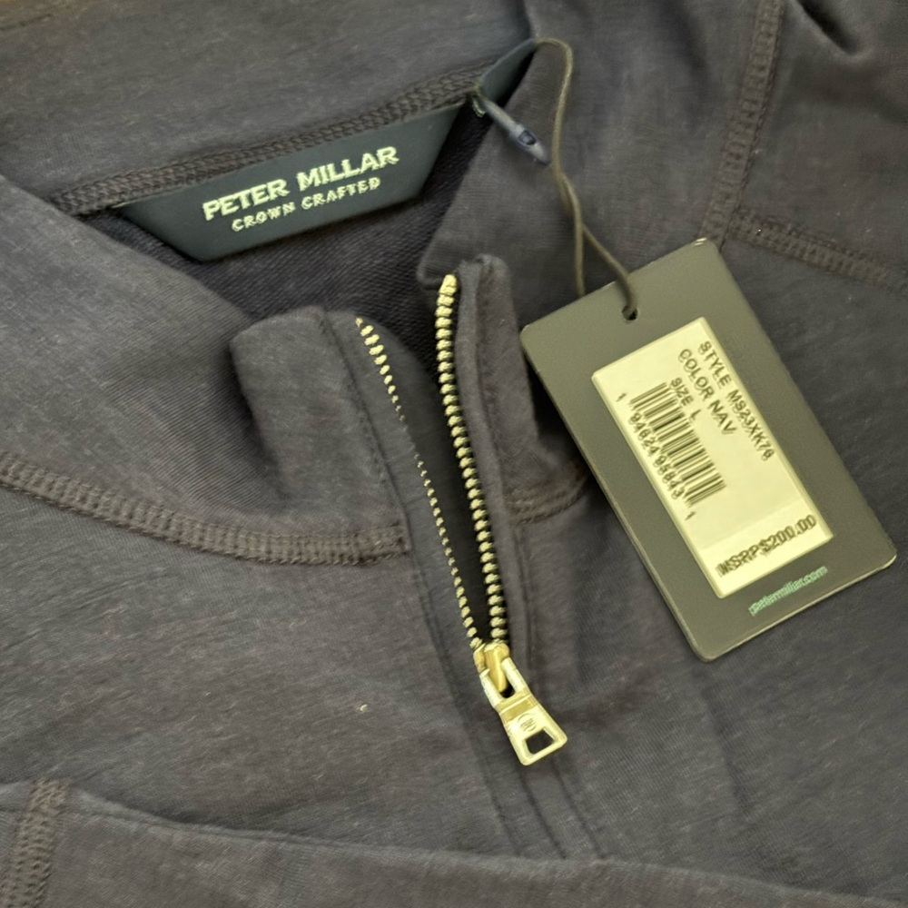 Peter Millar Merino wool Blue zip up sweater,pullover - Picture 7 of 7